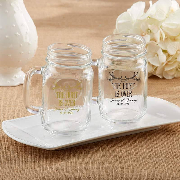 36-Personalized 16 oz. Mason Jar Mugs - The Hunt Is Over-Favor Boxes & Containers-JadeMoghul Inc.