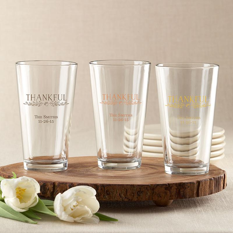 36-Personalized 16 oz. Pint Glasses - Thankful-Personalized Coasters-JadeMoghul Inc.