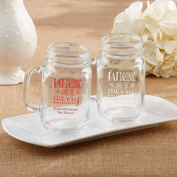 36-Personalized 16 oz. Printed Mason Jar Mugs - Eat, Drink, Be Merry-Favor Boxes & Containers-JadeMoghul Inc.