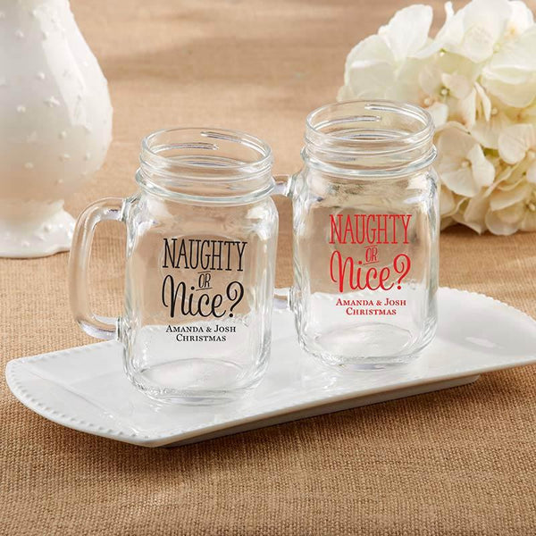 36-Personalized 16 oz. Printed Mason Jar Mugs - Naughty or Nice-Favor Boxes & Containers-JadeMoghul Inc.