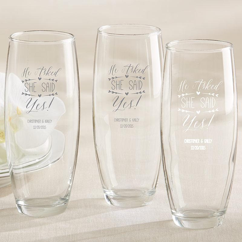 36-Personalized 9 oz. Stemless Champagne Glasses - He Asked, She Said Yes-Personalized Coasters-JadeMoghul Inc.