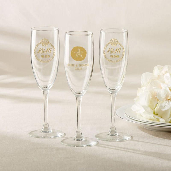 36-Personalized Champagne Flutes - Beach Tides-Wedding Ceremony Accessories-JadeMoghul Inc.