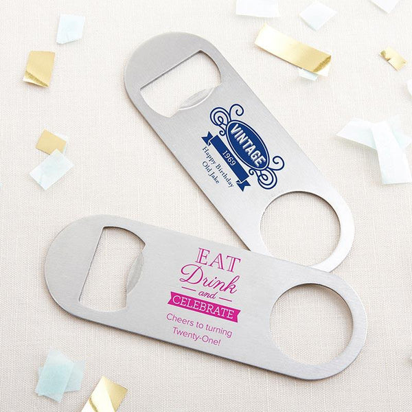 36-Personalized Silver Oblong Bottle Openers - Birthday-Wedding Reception Accessories-JadeMoghul Inc.
