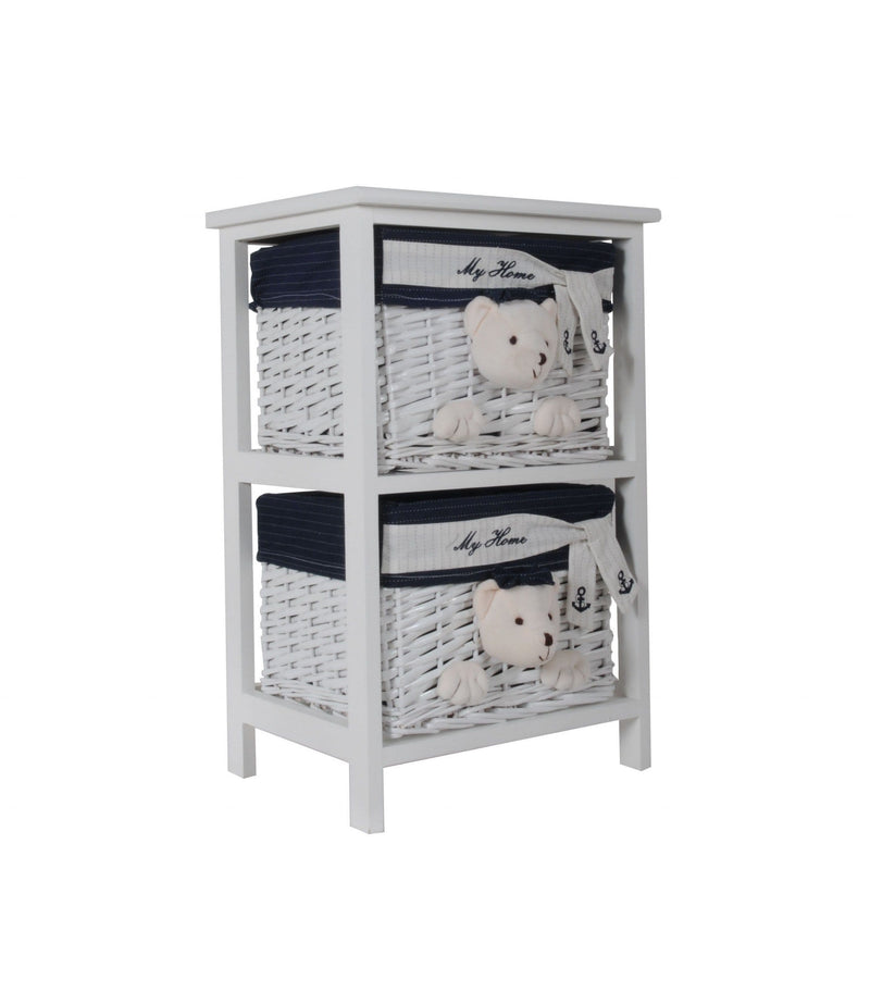 Rustic Furniture - 12.5" x 16" x 25" White, Blue - Portable 2 Drawers