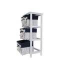 Rustic Furniture - 12.5" x 16" x 35.5" White, Blue - Portable 3 Drawers