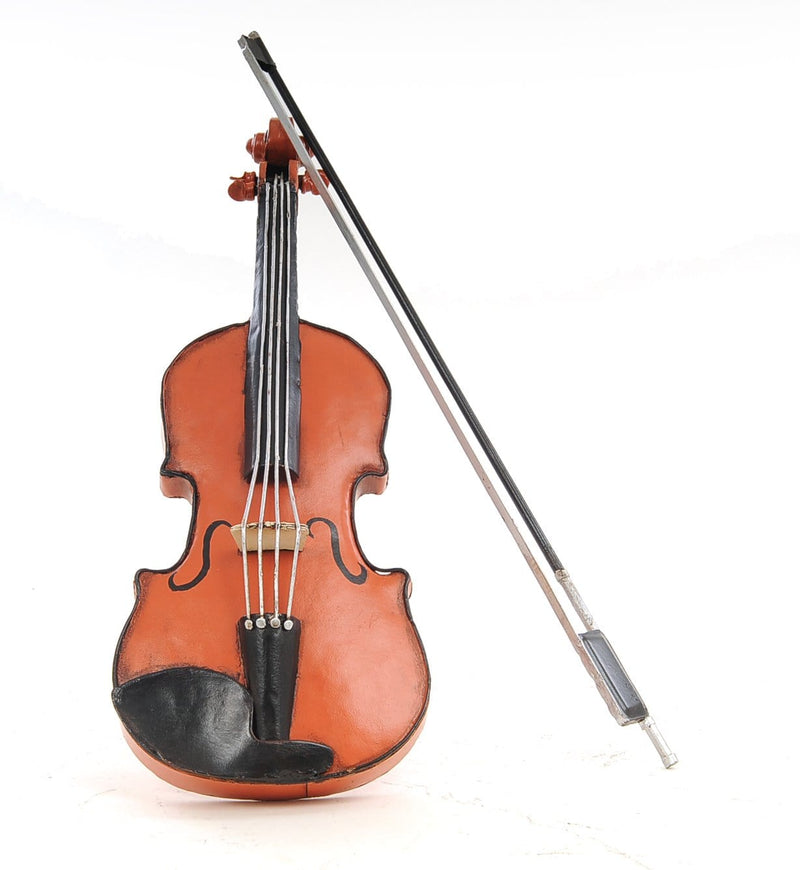Accent Decor - 2" x 4.25" x 11.75" Orange Vintage Violin