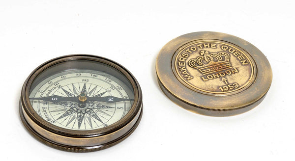Home Decor Ideas - 3" x 3" Makers to the Queen Compass with Leather Case