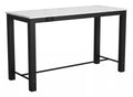 Bar Table - 72" x 29.9" x 41.9" Faux Marble & Matte Black, Faux Marble, Steel, Bar Table Faux