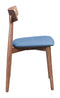 Dining Room Chairs - 18.7" x 18.3" x 30.3" Walnut & Ink Blue, Poly Linen, Wood Veneer, Dining Chair - Set of 2