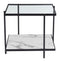 Black End Tables - 24" x 22" x 22" Clear, White & Matte Black, Tempered Glass, Faux Marble, Steel, End Table