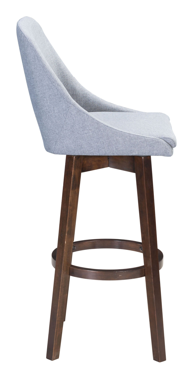 Cheap Bar Stools - 19.1" x 20.1" x 42.9" Gray, Poly Linen, MDF, Rubberwood, Bar Chair