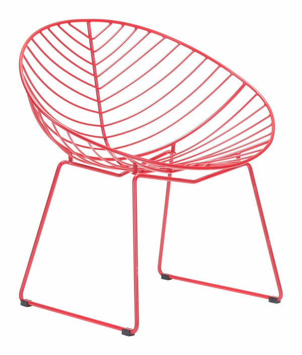 Modern Lounge Chair - 33.9" x 22.4" x 32.1" Red, Steel, Outdoor Lounge Chair - Set of 2