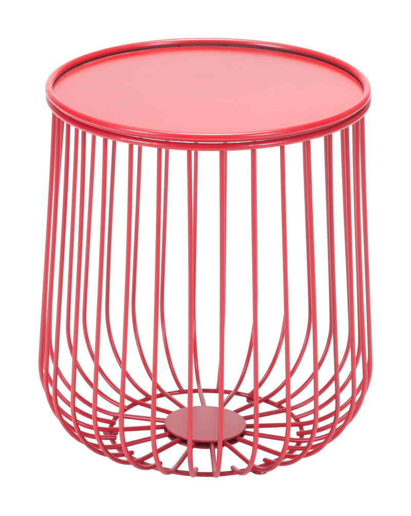 Modern Side Table - 14.4" x 14.4" x 16.1" Red, Steel, Side Table