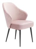 Dining Table Chairs - 23.2" x 25.2" x 34.6" Light Pink, Velvet, Steel, Dining Chair