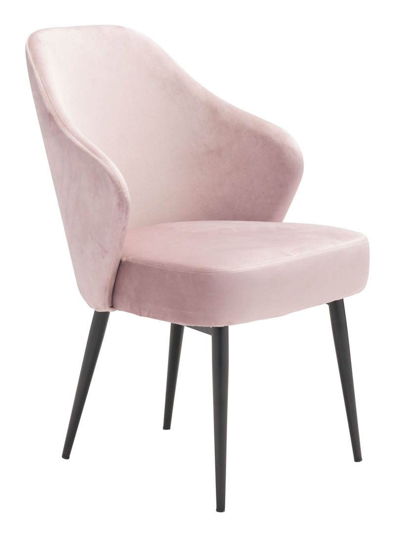 Dining Table Chairs - 23.2" x 25.2" x 34.6" Light Pink, Velvet, Steel, Dining Chair