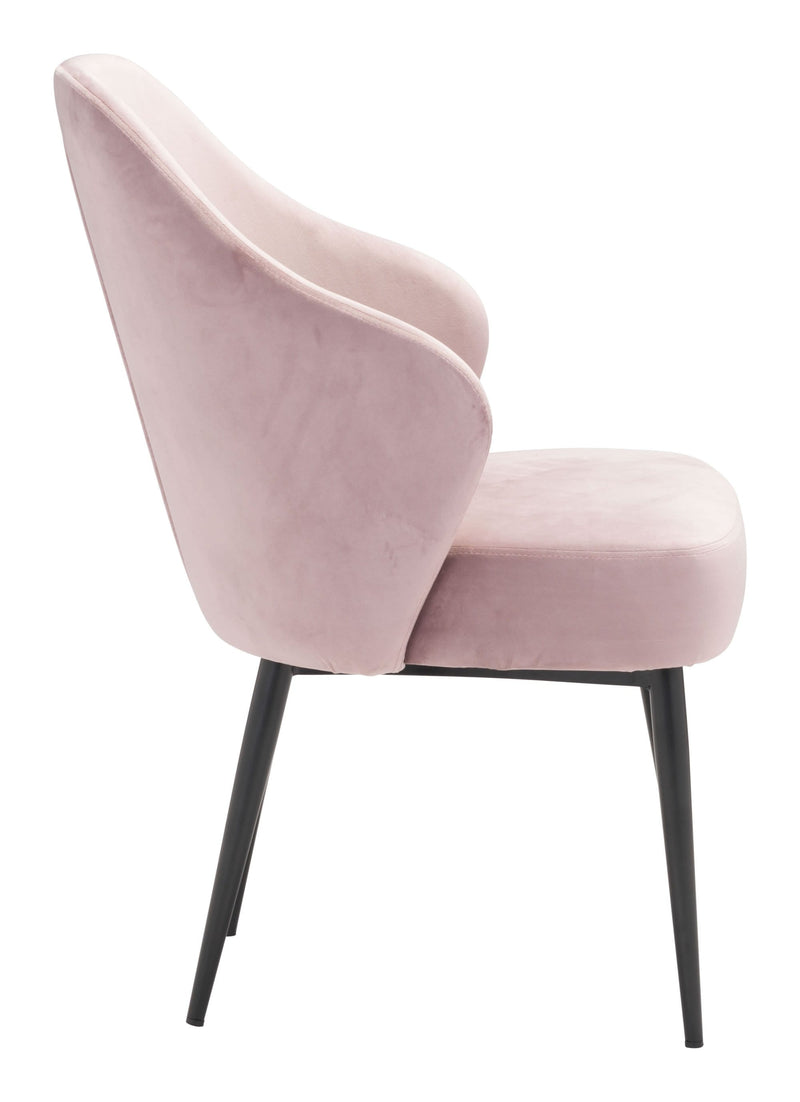 Dining Table Chairs - 23.2" x 25.2" x 34.6" Light Pink, Velvet, Steel, Dining Chair