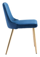Dining Table Chairs - 19.7" x 24.2" x 33.5" Navy, Velvet, Steel, Dining Chair