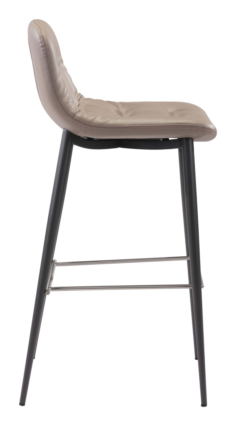 Cheap Bar Stools - 17.3" x 20.7" x 40.2" Taupe, Leatherette, Stainless Steel, Bar Chair - Set of 2