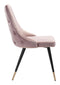 Dining Table Chairs - 20.5" x 24.6" x 34.8" Pink, Velvet, Stainless Steel, Dining Chair - Set of 2