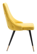 Yellow Accent Chair - 20.5" x 24.6" x 34.8" Yellow, Velvet, Stainless Steel, Dining Chair - Set of 2