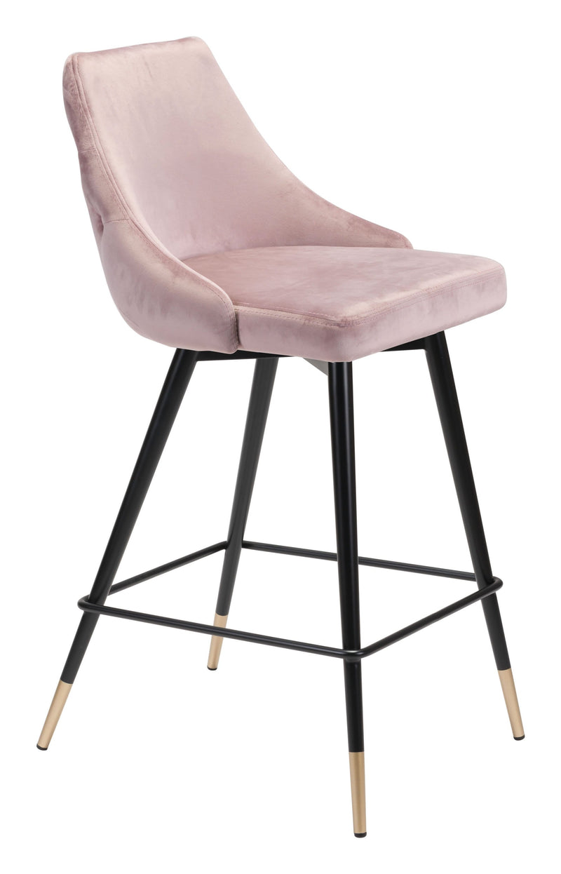 Counter Height Chairs - 18.5" x 20.9" x 36.4" Pink, Velvet, Stainless Steel, Counter Chair