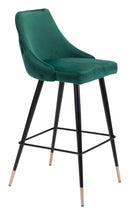 Cheap Bar Stools - 18.5" x 20.9" x 40.6" Green, Velvet, Stainless Steel, Bar Chair