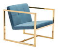 Armchairs and Accent Chairs - 24.8" x 28.3" x 25.8" Blue Velvet, Chromed Steel, Arm Chair