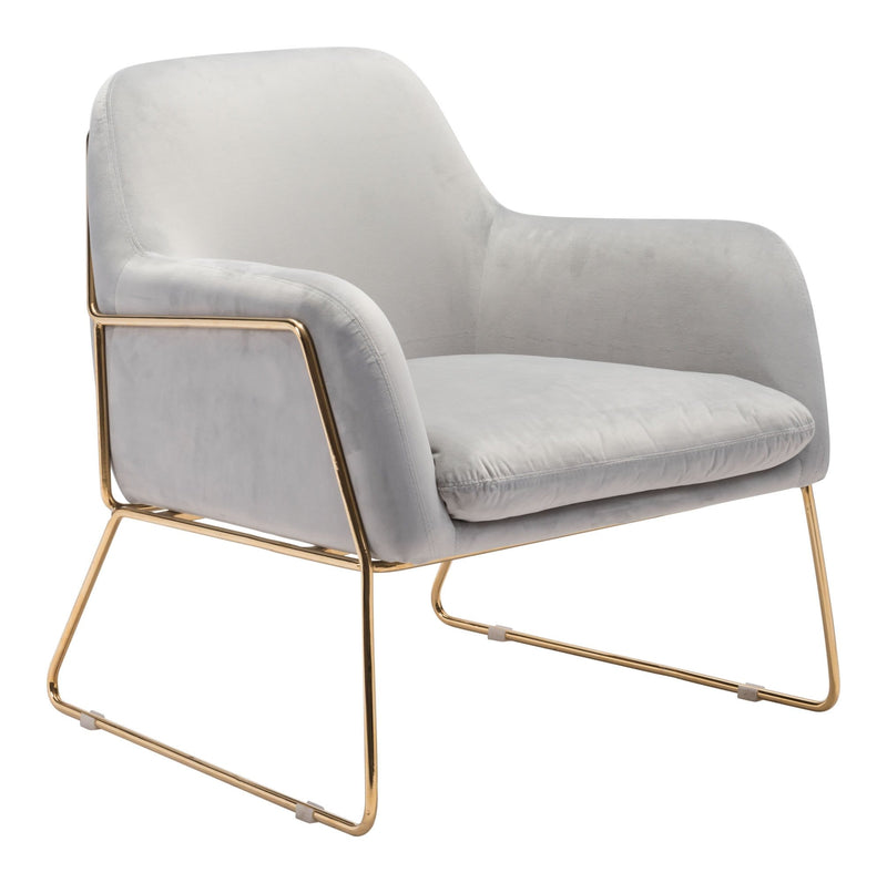 Armchairs and Accent Chairs - 29.9" x 30.3" x 31.7" Gray, Velvet, Chromed Steel, Arm Chair