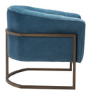 Modern Chair - 32.7" x 31.5" x 30.1" Blue, Velvet, Painted Steel, Occasional Chair