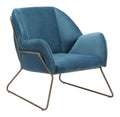 Armchairs and Accent Chairs - 28" x 29.9" x 30.3" Blue Velvet, Painted Steel, Arm Chair