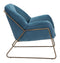 Armchairs and Accent Chairs - 28" x 29.9" x 30.3" Blue Velvet, Painted Steel, Arm Chair