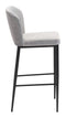 Bar Chairs - 20.9" x 21.9" x 41.3" Gray, Velvet, Stainless Steel, Bar Chair - Set of 2