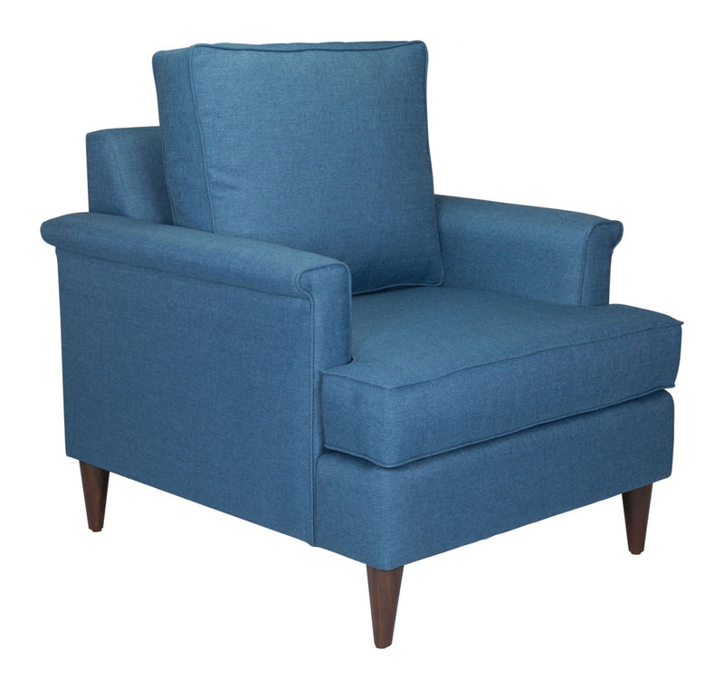 Armchairs and Accent Chairs - 35" x 37.4" x 37.8" Blue, Polyester, Poplar Wood, Arm Chair