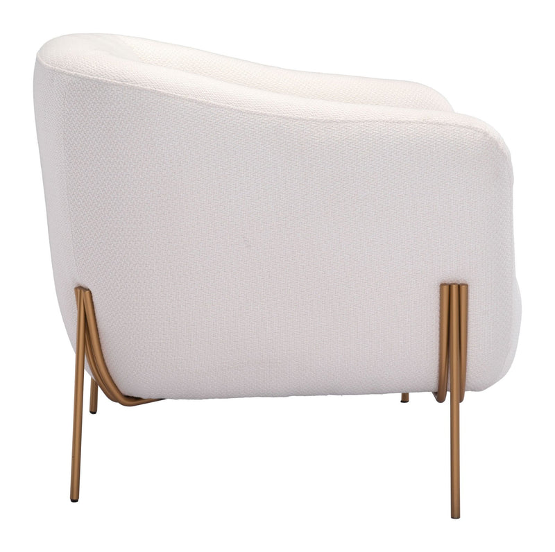 Armchairs and Accent Chairs - 31.9" x 29.9" x 28" Ivory & Gold, Polyblend, Metal & Wood, Arm Chair