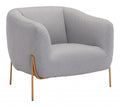 Armchairs and Accent Chairs - 31.9" x 29.9" x 28" Gray & Gold, Polyblend, Metal & Wood, Arm Chair