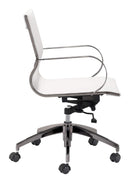 Best Office Chair - 27" x 27" x 34.3" White, Leatherette, Stainless Steel, Office Chair