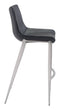 Bar Chairs - 20.7" x 21.7" x 43.3" Black, Leatherette, Brushed Stainless Steel, Bar Chair - Set of 2