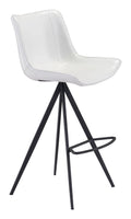 Bar Chairs - 18.7" x 22.8" x 42.1" White & Black, Leatherette, Stainless Steel, Bar Chair - Set of 2