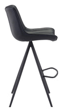 Bar Chairs - 18.7" x 22.8" x 42.1" Black, Leatherette, Stainless Steel, Bar Chair - Set of 2