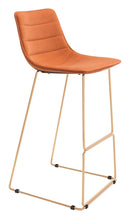 Cheap Bar Stools - 18.5" x 19.5" x 35.4" Orange & Gold, Velvet, Steel & Plywood, Barstool