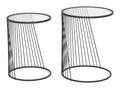 Glass Table - 16.3" x 16.3" x 20.9" Clear & Black, Tempered Glass & Steel, Nesting Table Set