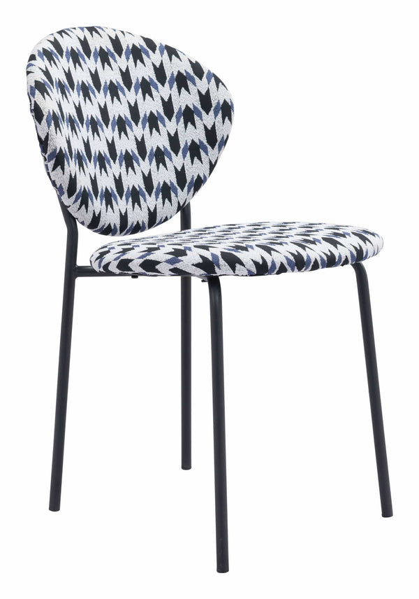 Modern Chair - 18.1" x 23.6" x 32.3" Multicolor, Black, Steel & Plywood, Chair - Set of 2