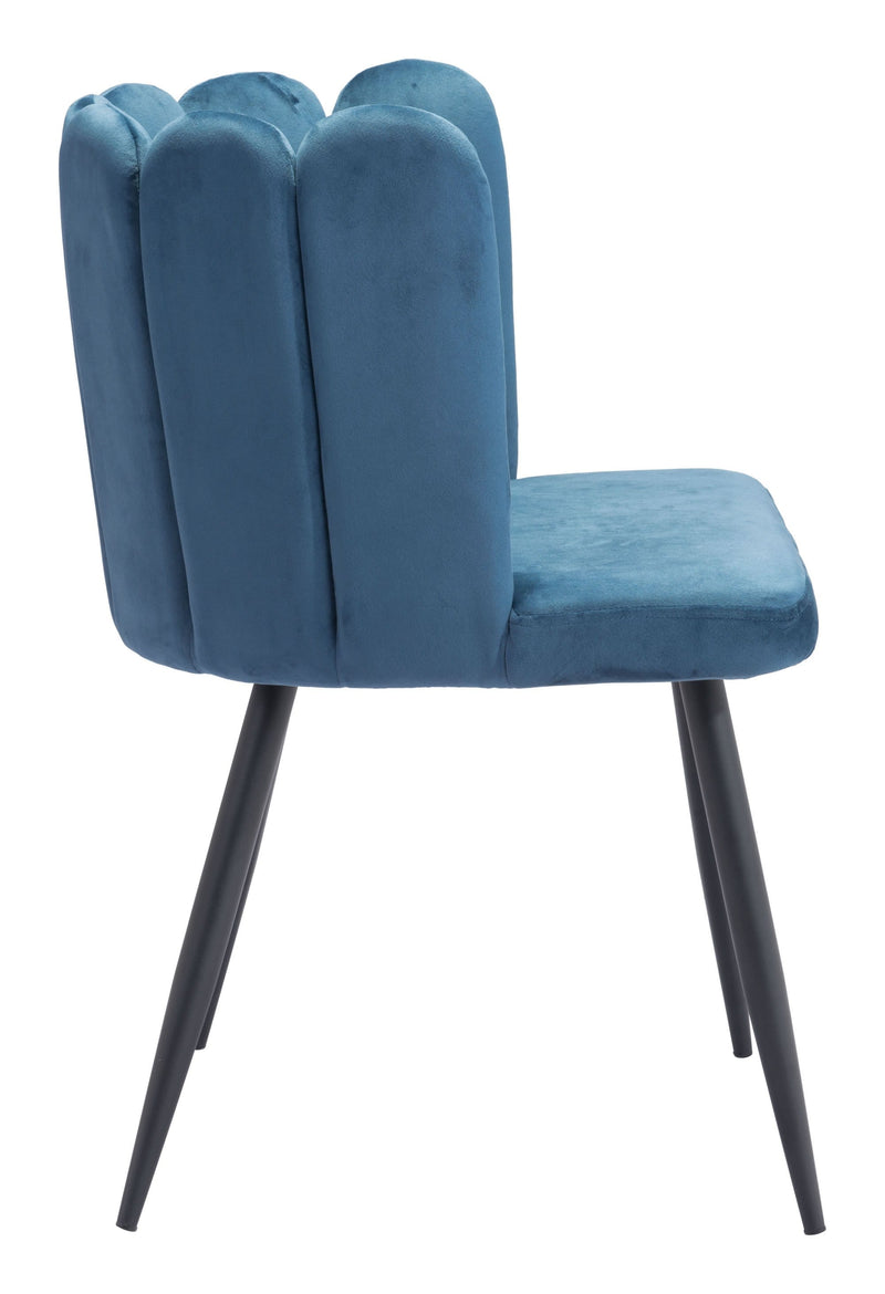 Modern Chair - 22" x 22" x 31.5" Steel Blue, Velvet, Steel & Plywood, Chair - Set of 2