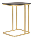 Gold Side Table - 17.5" x 14.5" x 22.3" Black & Gold, Marble, Metal, C-Side Table