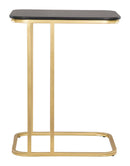 Gold Side Table - 17.5" x 14.5" x 22.3" Black & Gold, Marble, Metal, C-Side Table