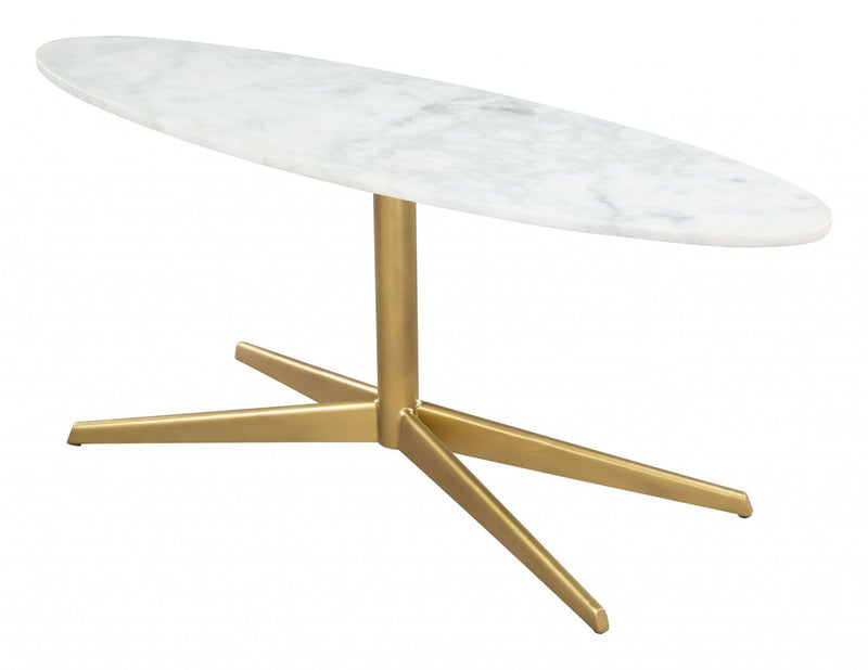 Cheap Coffee Tables - 44" x 13.5" x 18.5" White & Gold, Marble, Metal, Coffee Table