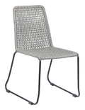 Dining Table Chairs - 22.8" x 25.2" x 34.6" Black & Dark Gray, Rope, Steel, Dining Chair - Set of 2