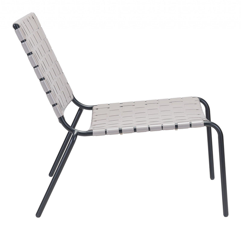Modern Lounge Chair - 26.4" x 35.8" x 31.5" Light Gray, PVC, Steel, Lounge Chair