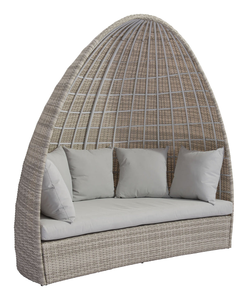 Rustic Furniture - 79.5" x 45.7" x 80.3" White & Gray, Synthetic Weave, Aluminum, Daybed