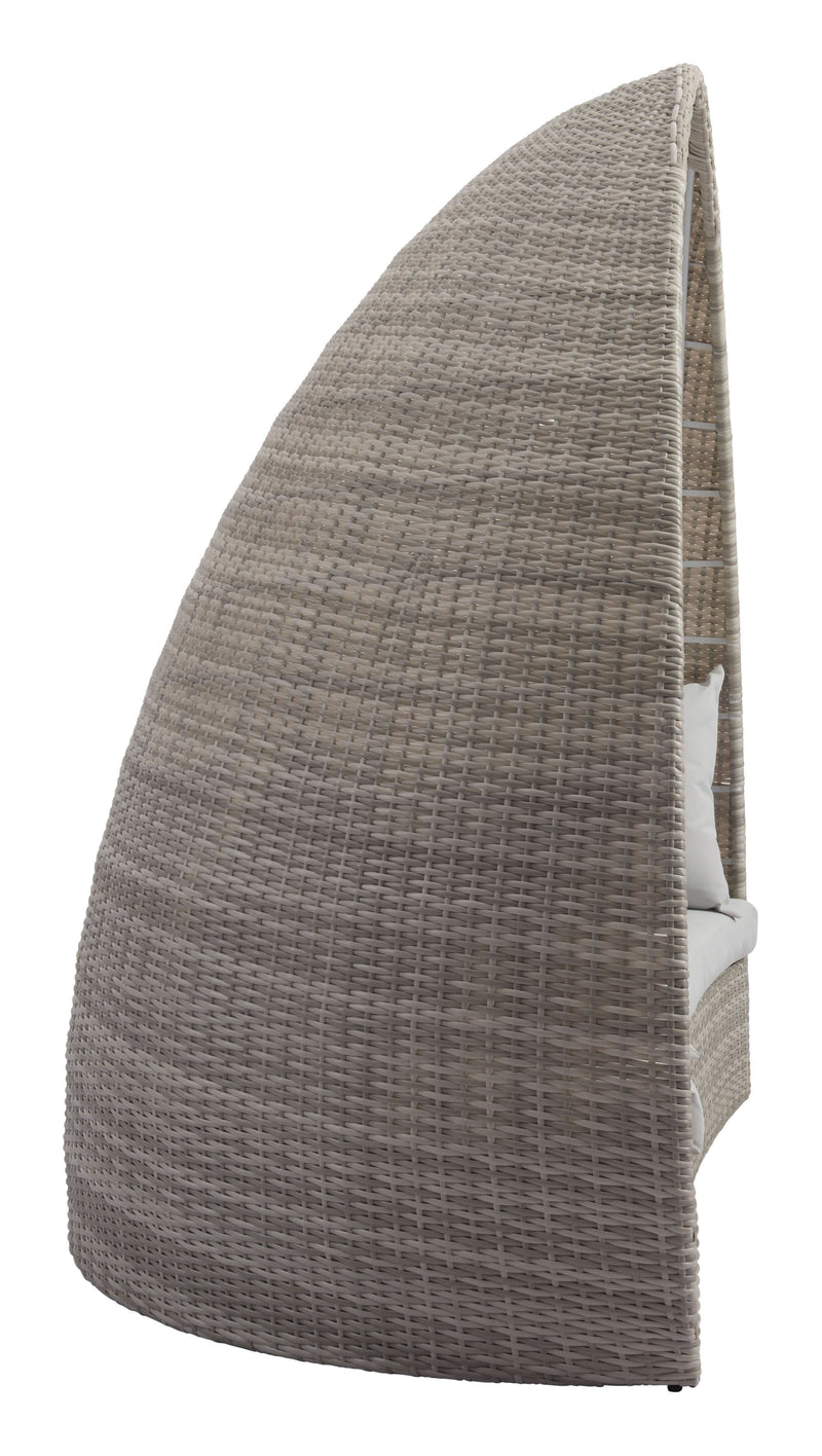Rustic Furniture - 79.5" x 45.7" x 80.3" White & Gray, Synthetic Weave, Aluminum, Daybed